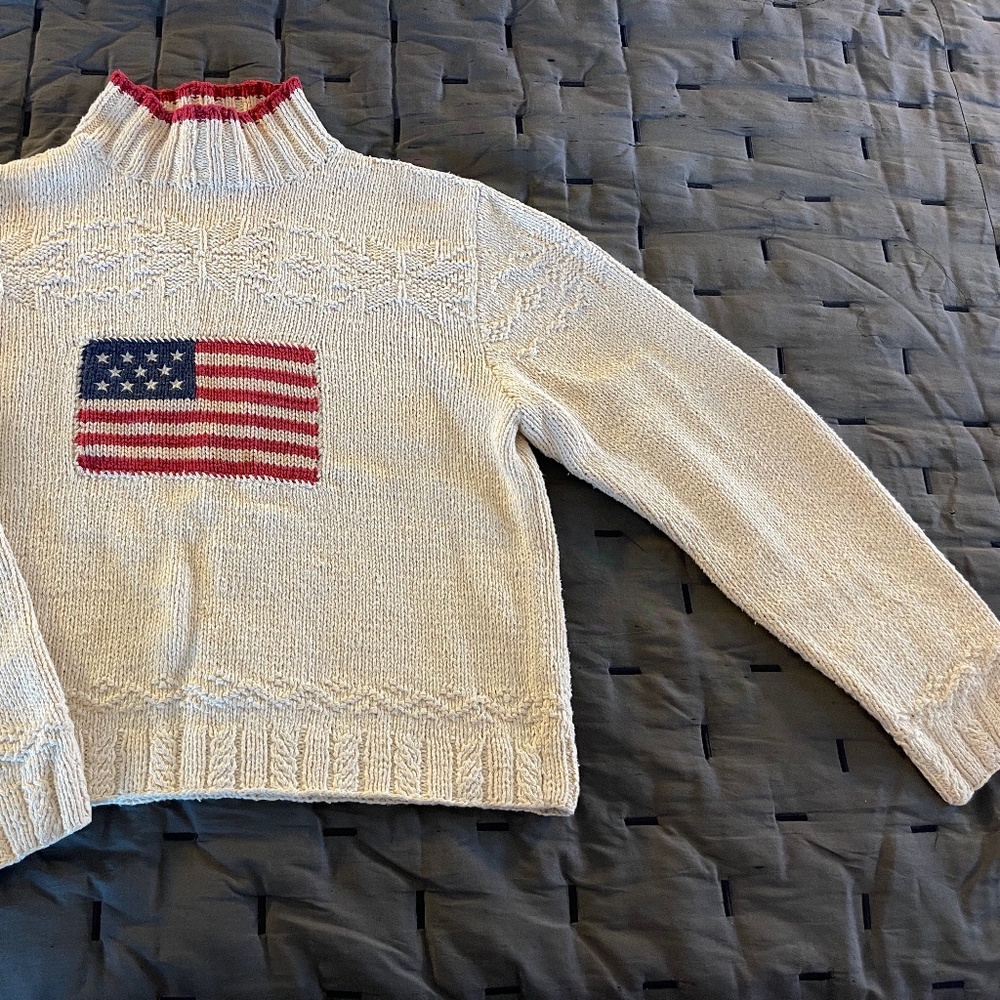 Vintage Ralph Lauren Hand Knitted American Flag Sweater